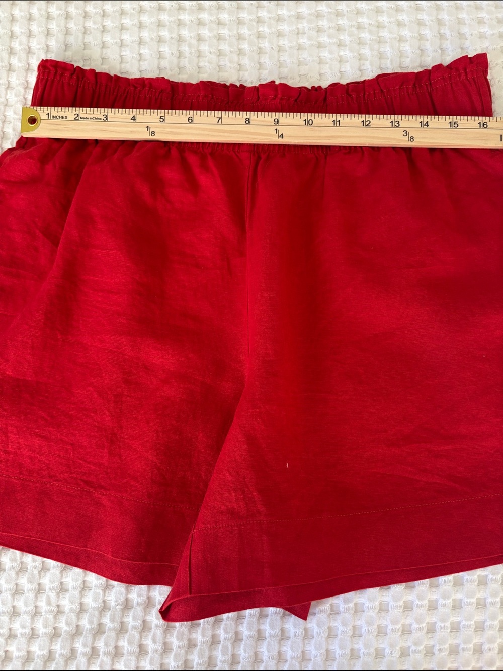 NWT Quince 100% European Linen Red High-Waist Preppy Shorts SZ L - Picture 5 of 8